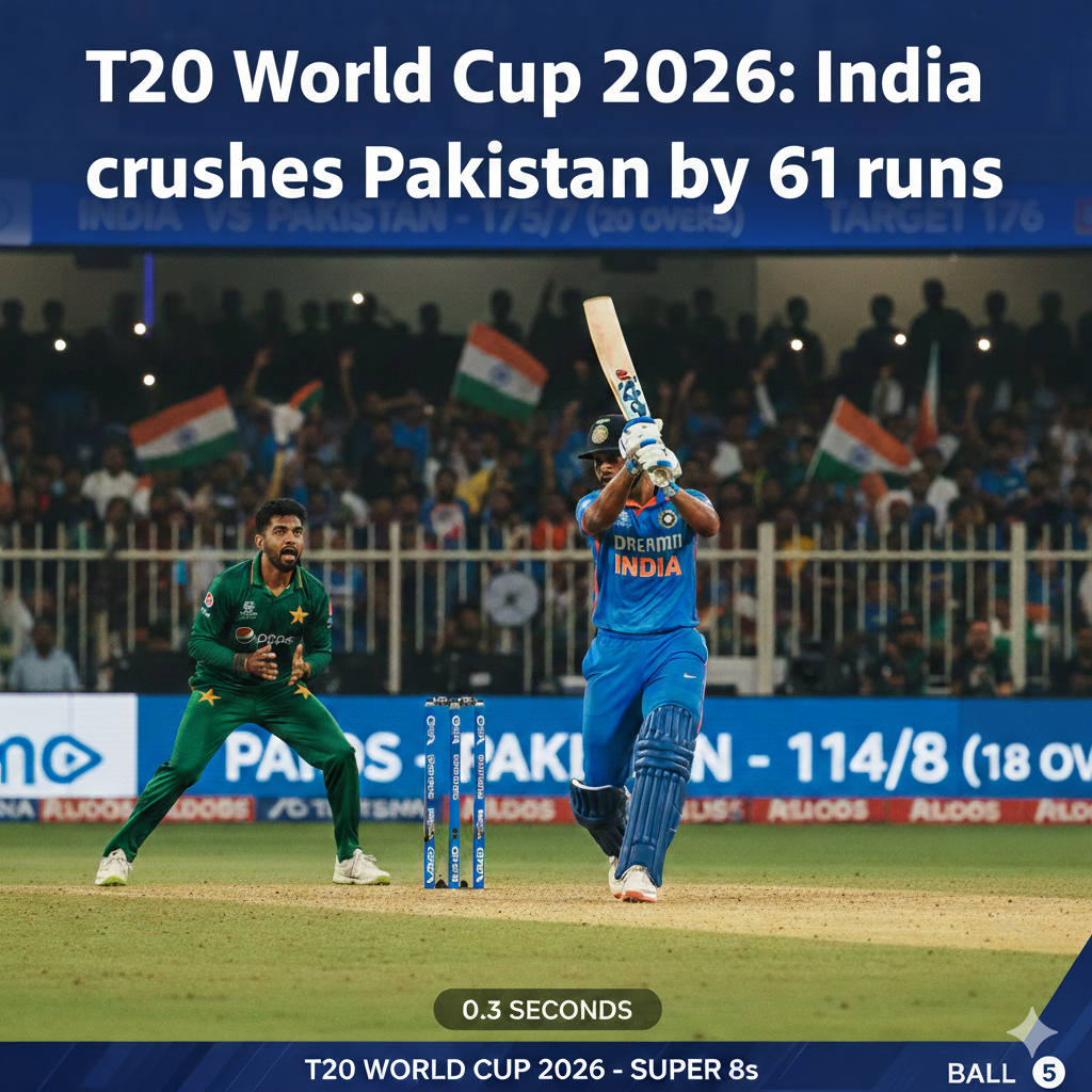 टी20 वर्ल्ड कप 2026: भारत ने पाकिस्तान को 61 रनों से रौंदा