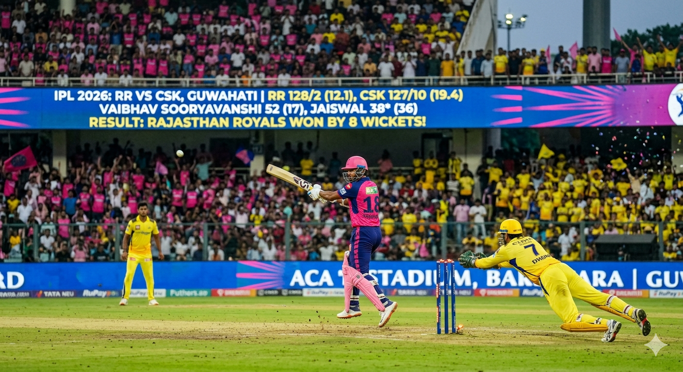 RR vs CSK IPL 2026: राजस्थान रॉयल्स का गुवाहाटी में ‘हल्ला बोल’, चेन्नई को 8 विकेट से दी करारी शिकस्त