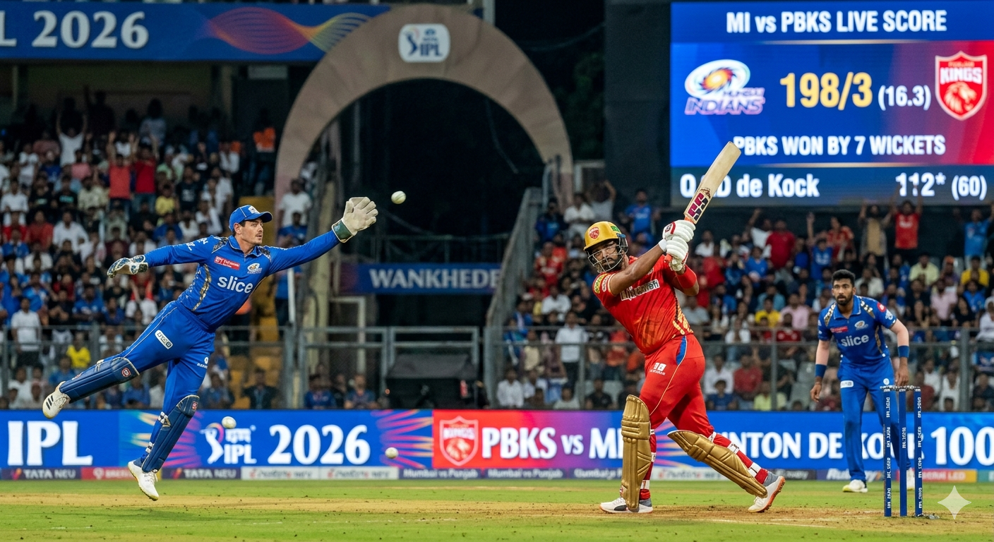MI vs PBKS IPL 2026 Scorecard: Punjab Kings Win by 7 Wickets at Wankhede