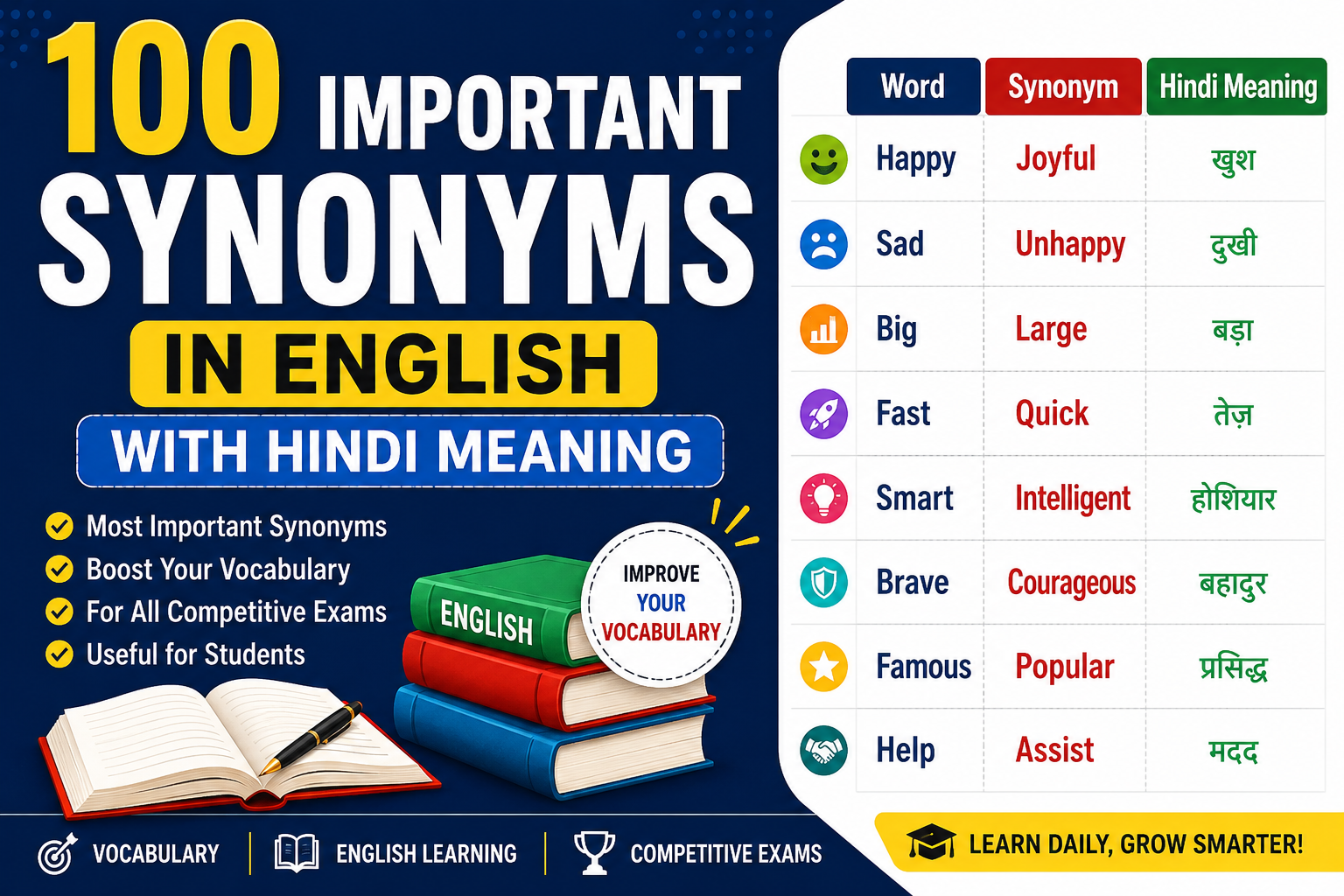 Synonyms MCQ Questions in Hindi | English Synonyms Quiz Questions Answers