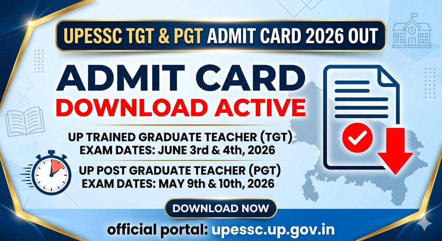 UP TGT PGT Admit Card 2026 Out: यूपी टीजीटी पीजीटी एडमिट कार्ड जारी, यहाँ से करें डाउनलोड