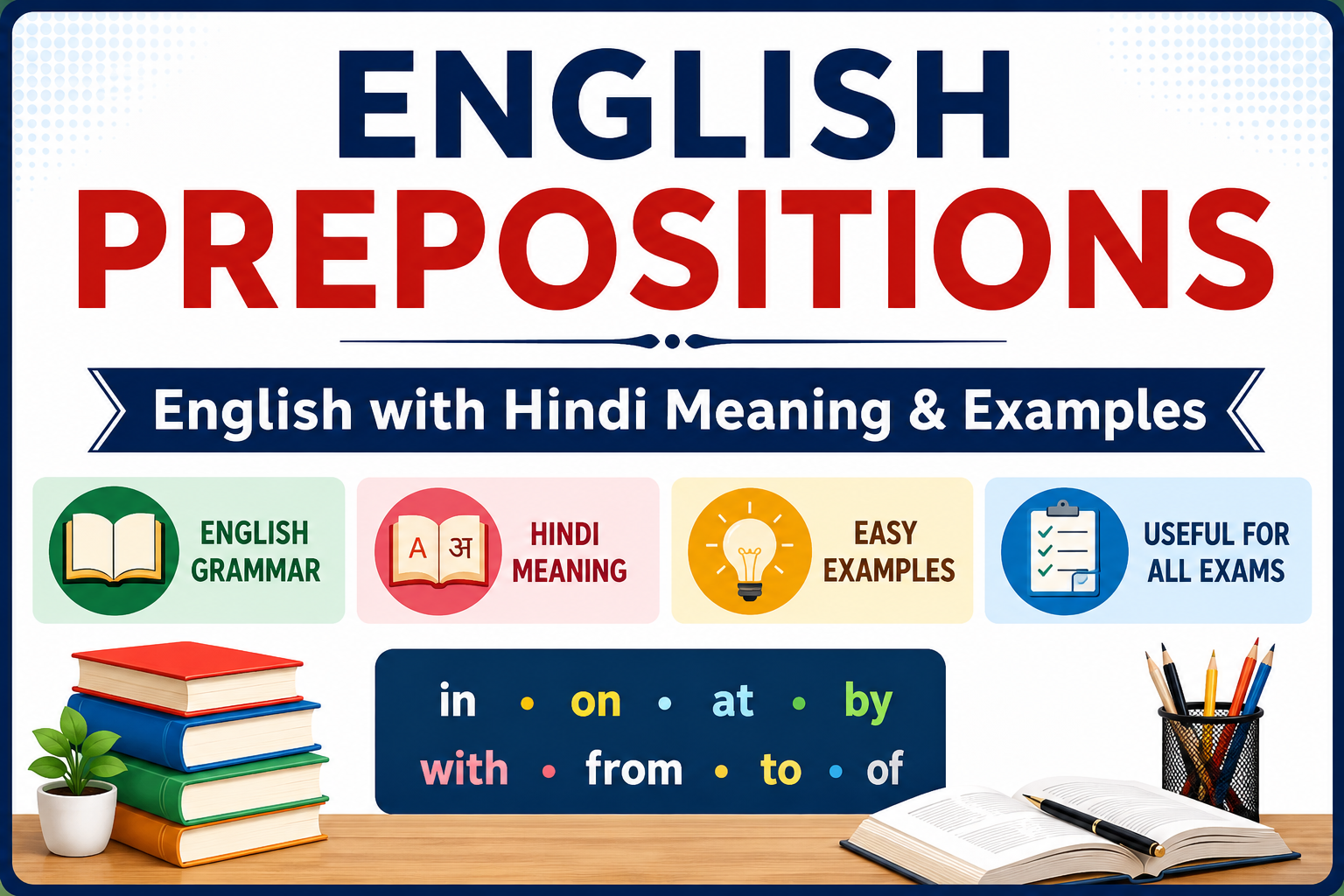 100 Preposition English with Hindi Meaning | Examples & FAQ | English Grammar